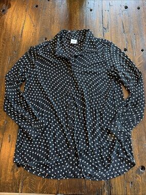 CAbi Black Button-Down Shirt with White Star Print